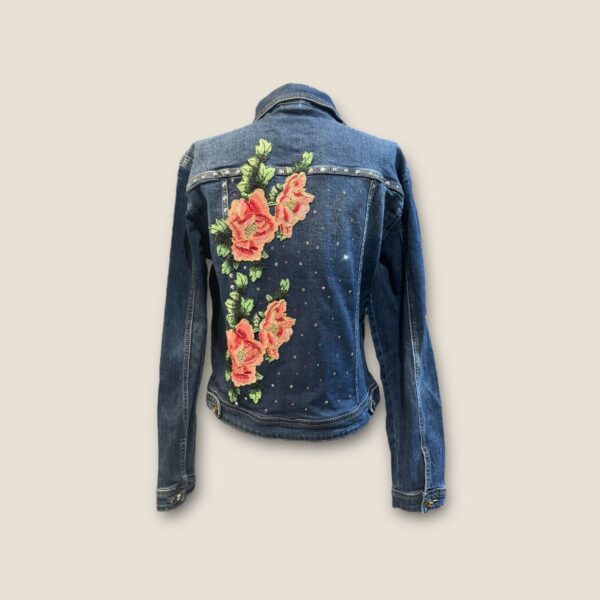 Chaqueta vaquera Flores  rosas y strass