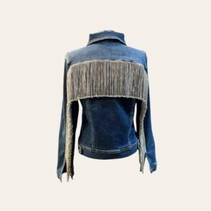 Chaqueta vaquera tira flecos de pedrería