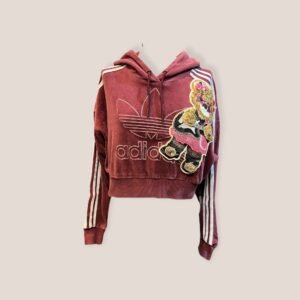 Sudadera crop Adidas capucha con osito de pedreria