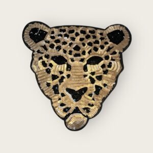 Parche cabeza tigre dorado lentejuelas