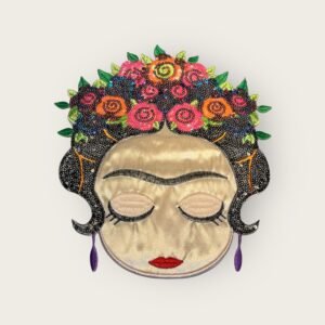 Parche Frida Kahlo con flores de lentejuelas